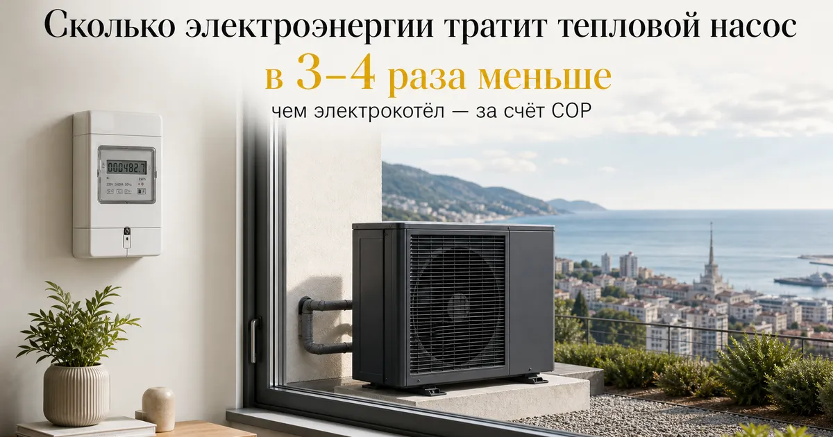 Сколько электроэнергии потребляет тепловой насос воздух-вода