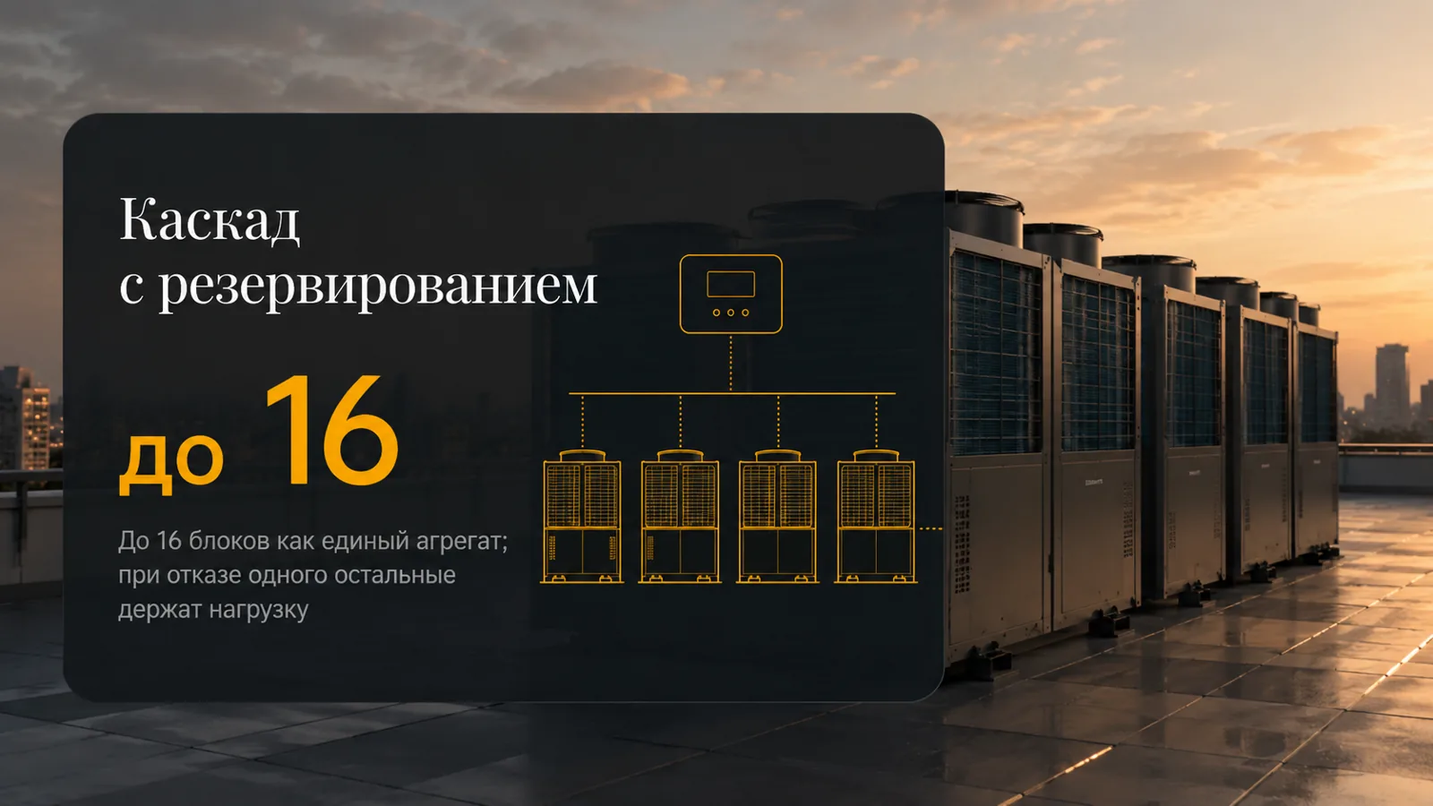 Каскад до 16 блоков с резервированием