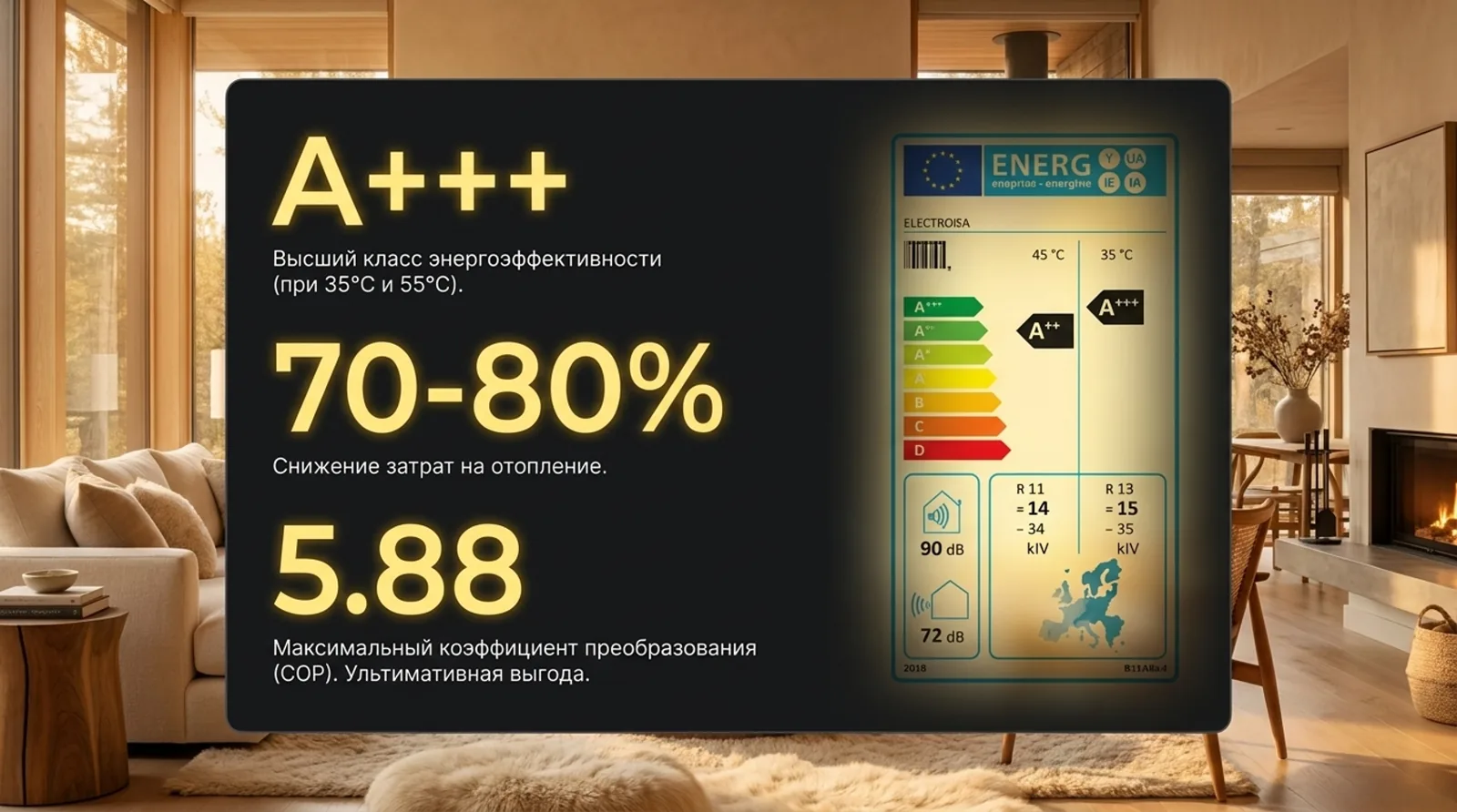 Высший класс A+++ при 35°C и при 55°C