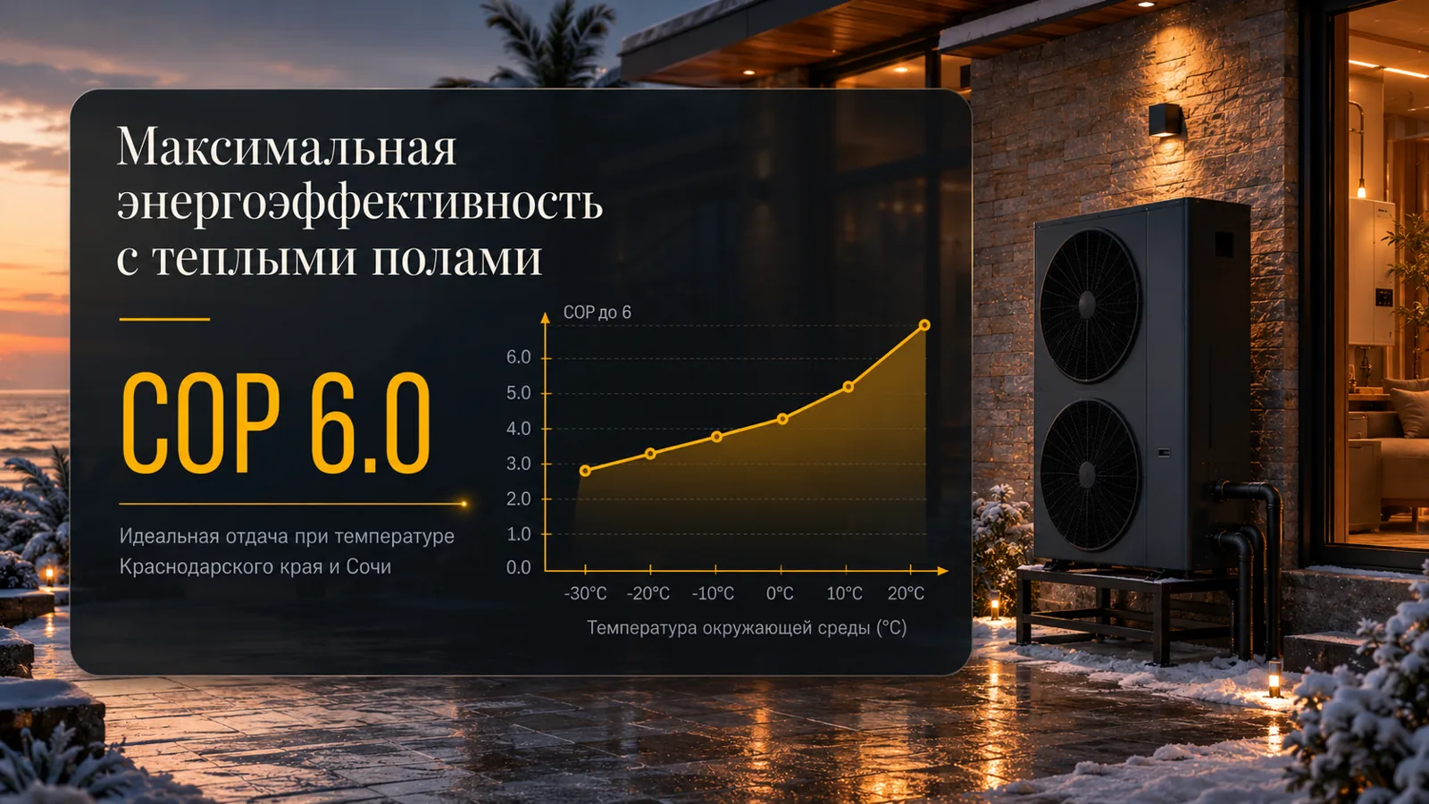 COP 6.26 — график зависимости эффективности от температуры
