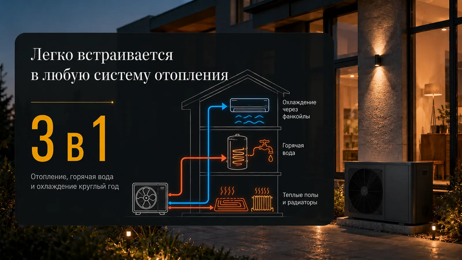 Схема подключения Sunglow к тёплому полу, радиаторам и ГВС