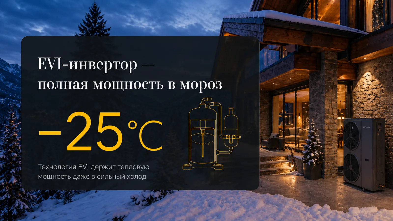 EVI-инвертор — полная мощность при −25°C