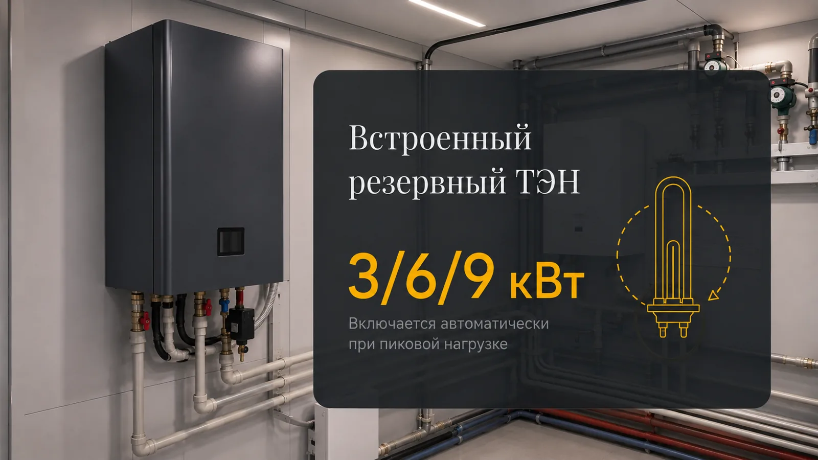 Встроенный резервный ТЭН 3/6/9 кВт